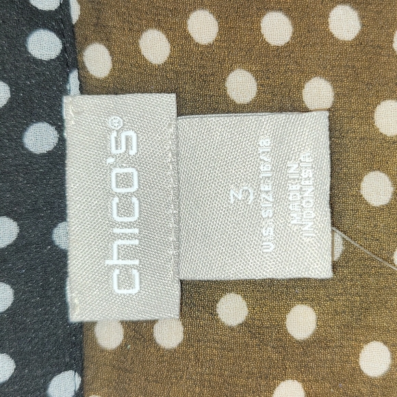 Chico's: Black with White Polka-dots Sheer  Blouse - Picture 6 of 8